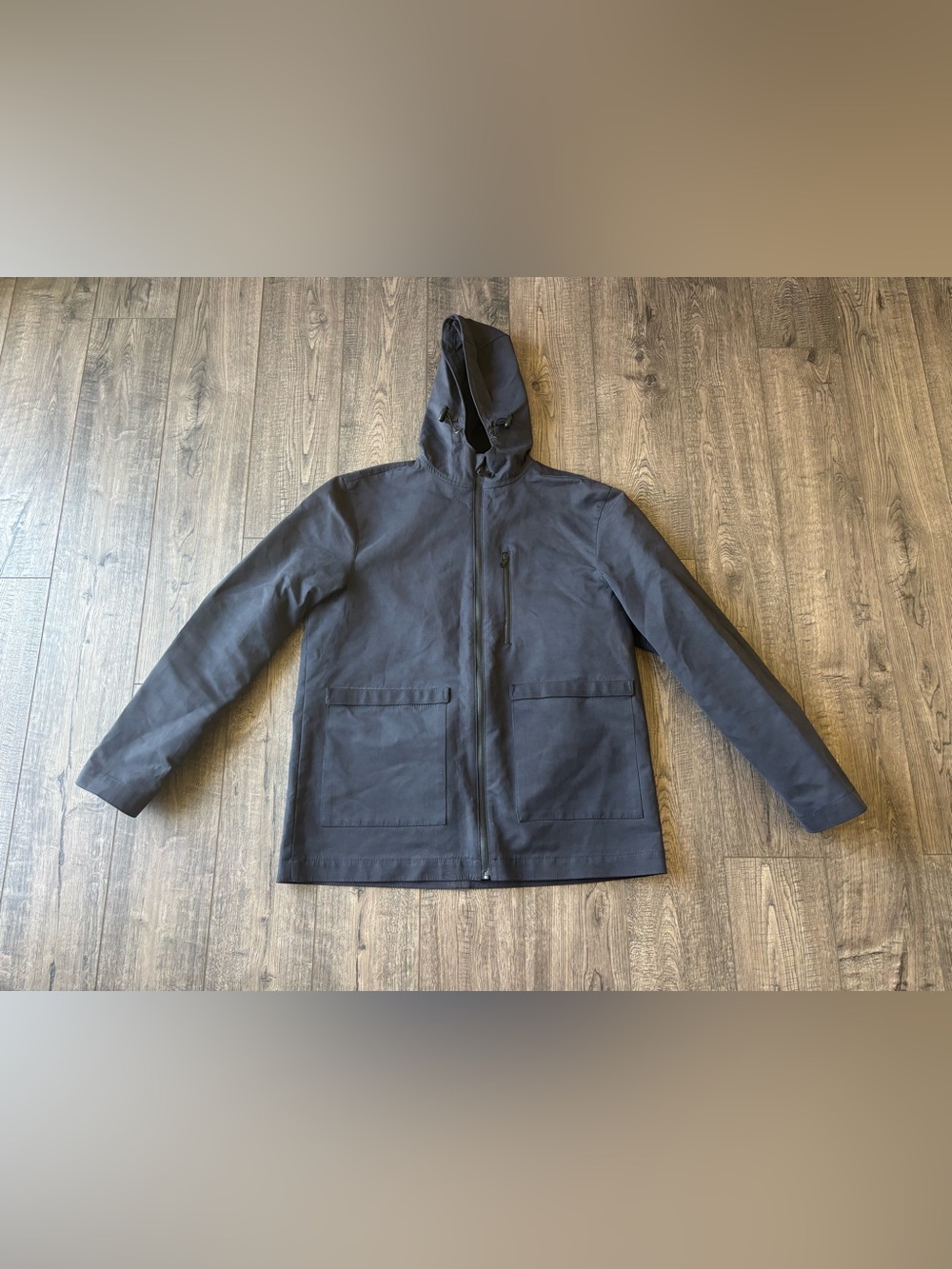 Men's Hooded Water-Resistant Raincoat - Dark Blue